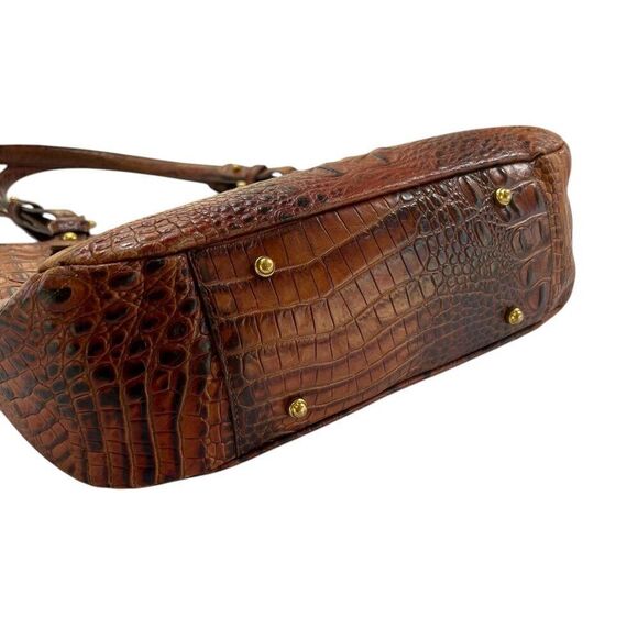 Brahmin Collette Pecan Melbourne Crocodile-Embossed Leather Shoulder Bag - Picture 11 of 16